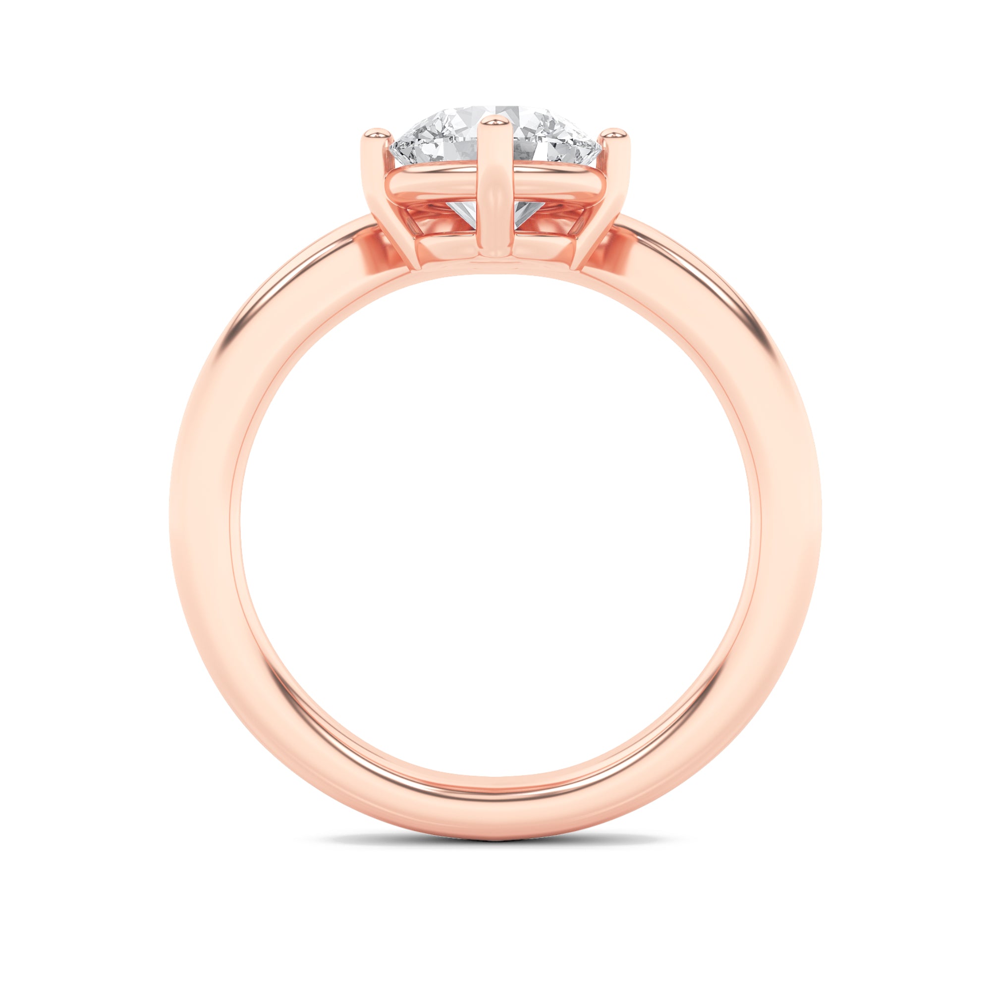 1.5CTW Round Shaped Lab Grown Diamond (G/VS) Chevron Solitaire Engagement Ring in 14K Gold