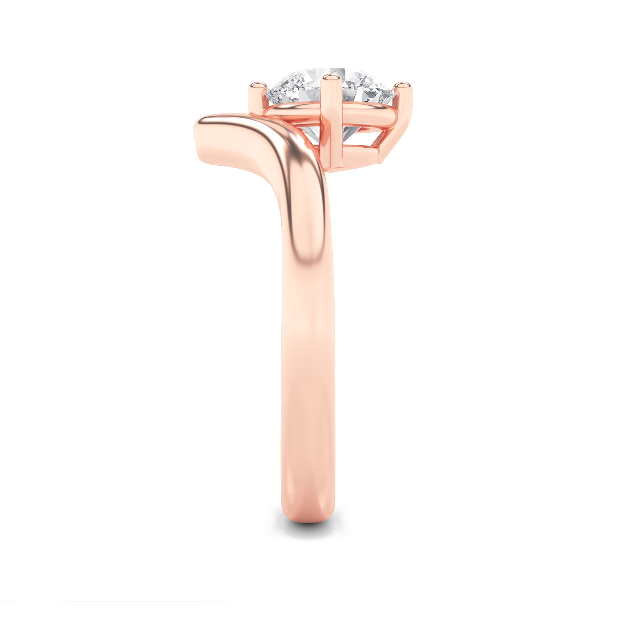 1.5CTW Round Shaped Lab Grown Diamond (G/VS) Chevron Solitaire Engagement Ring in 14K Gold