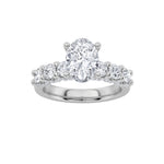 2.5CTW Oval Shaped Lab Grown Diamond (G/VS) Accented Double Halo Set of Band and Ring in 14K Gold