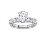2.5CTW Oval Shaped Lab Grown Diamond (G/VS) Accented Double Halo Set of Band and Ring in 14K Gold