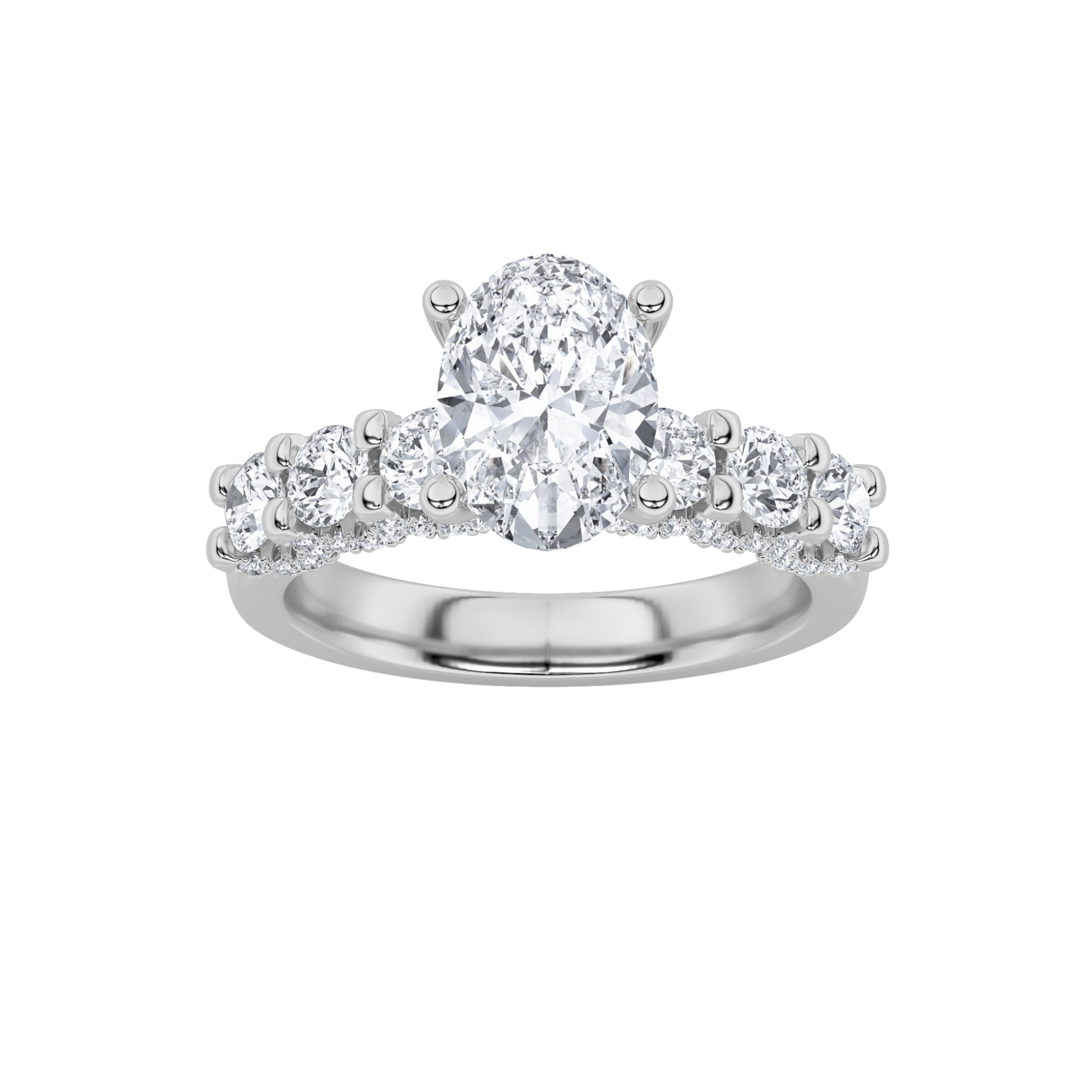 2.5CTW Oval Shaped Lab Grown Diamond (G/VS) Accented Double Halo Set of Band and Ring in 14K Gold