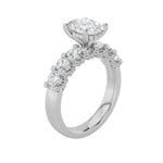 2.5CTW Oval Shaped Lab Grown Diamond (G/VS) Accented Double Halo Set of Band and Ring in 14K Gold