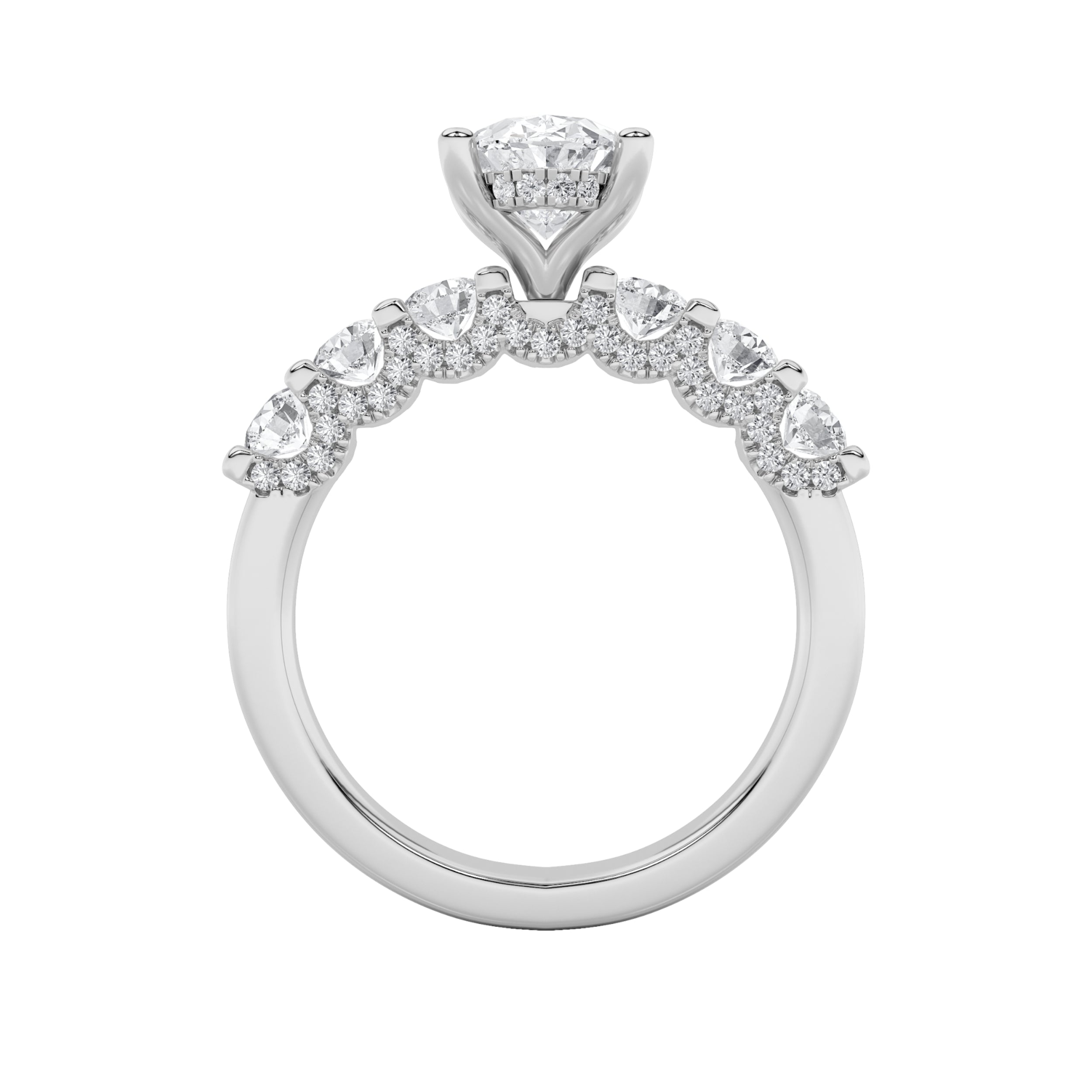 2.5CTW Oval Shaped Lab Grown Diamond (G/VS) Accented Double Halo Set of Band and Ring in 14K Gold