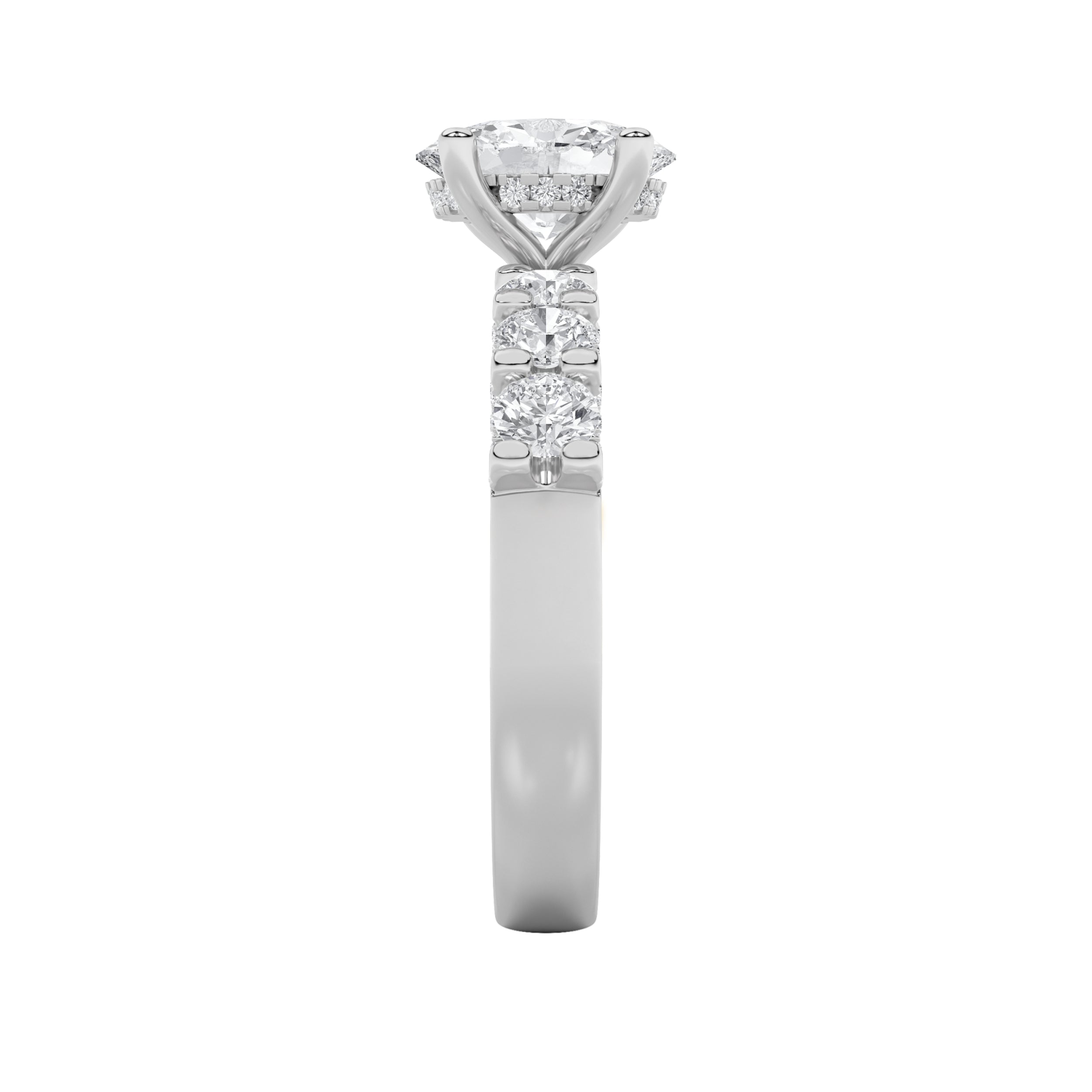 2.5CTW Oval Shaped Lab Grown Diamond (G/VS) Accented Double Halo Set of Band and Ring in 14K Gold