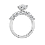 2.5CTW Oval Shaped Lab Grown Diamond (G/VS) Accented Double Halo Set of Band and Ring in 14K Gold