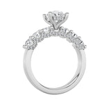 2.5CTW Oval Shaped Lab Grown Diamond (G/VS) Accented Double Halo Set of Band and Ring in 14K Gold