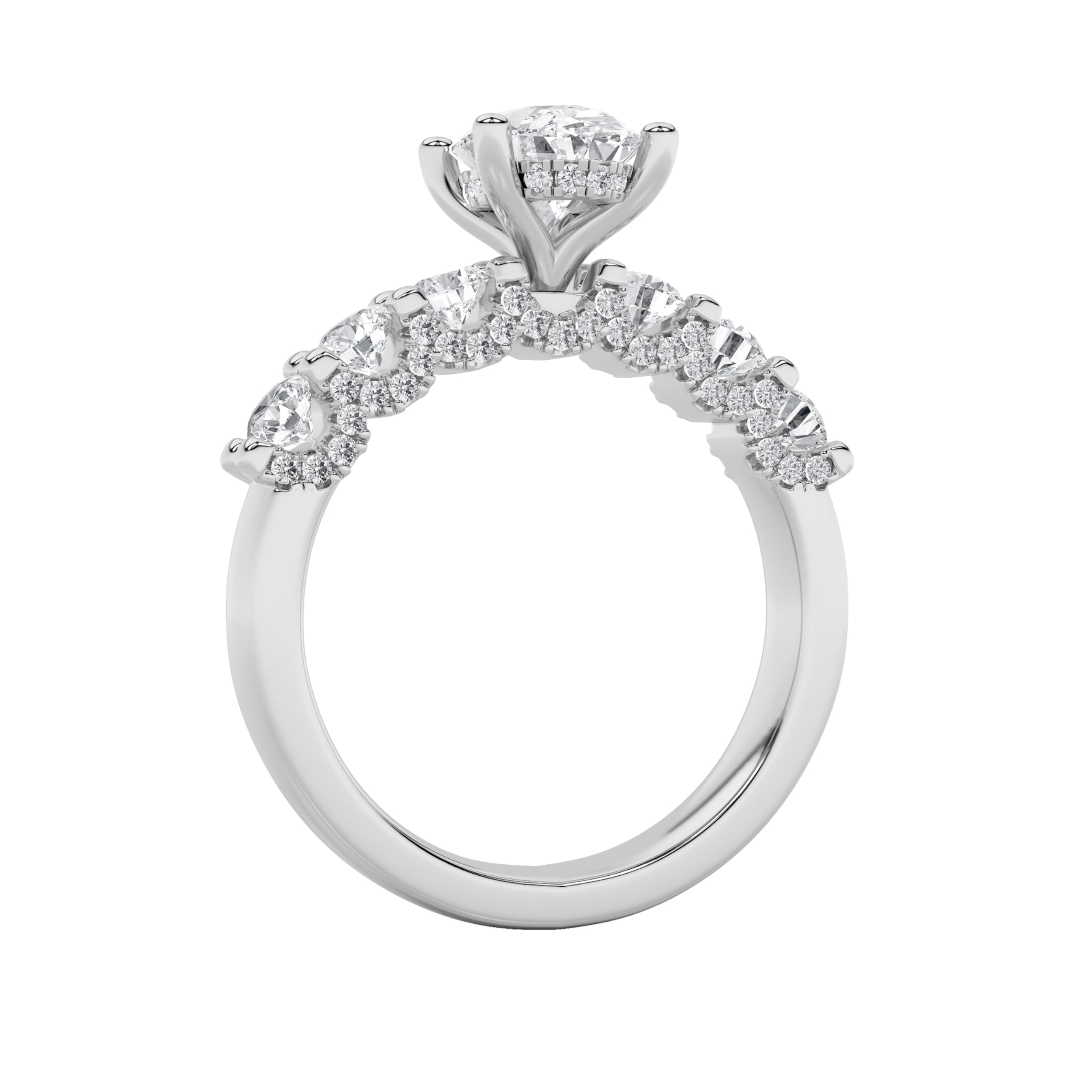 2.5CTW Oval Shaped Lab Grown Diamond (G/VS) Accented Double Halo Set of Band and Ring in 14K Gold
