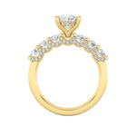2.5CTW Oval Shaped Lab Grown Diamond (F/VS) Accented Double Halo Set of Band and Ring in 14K Gold