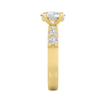 2.5CTW Oval Shaped Lab Grown Diamond (F/VS) Accented Double Halo Set of Band and Ring in 14K Gold