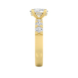 2.5CTW Oval Shaped Lab Grown Diamond (F/VS) Accented Double Halo Set of Band and Ring in 14K Gold