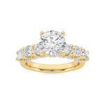 2.5CTW Round Shaped Lab Grown Diamond (F/VS) Accented Double Halo Set of Band and  Ring in 14K Gold