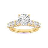 2.5CTW Round Shaped Lab Grown Diamond (F/VS) Accented Double Halo Set of Band and  Ring in 14K Gold