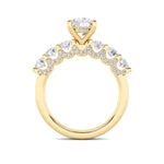 2.5CTW Round Shaped Lab Grown Diamond (F/VS) Accented Double Halo Set of Band and  Ring in 14K Gold