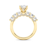 2.5CTW Round Shaped Lab Grown Diamond (F/VS) Accented Double Halo Set of Band and  Ring in 14K Gold