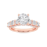 2.5CTW Round Shaped Lab Grown Diamond (F/VS) Accented Double Halo Set of Band and  Ring in 14K Gold