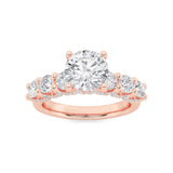 2.5CTW Round Shaped Lab Grown Diamond (F/VS) Accented Double Halo Set of Band and  Ring in 14K Gold