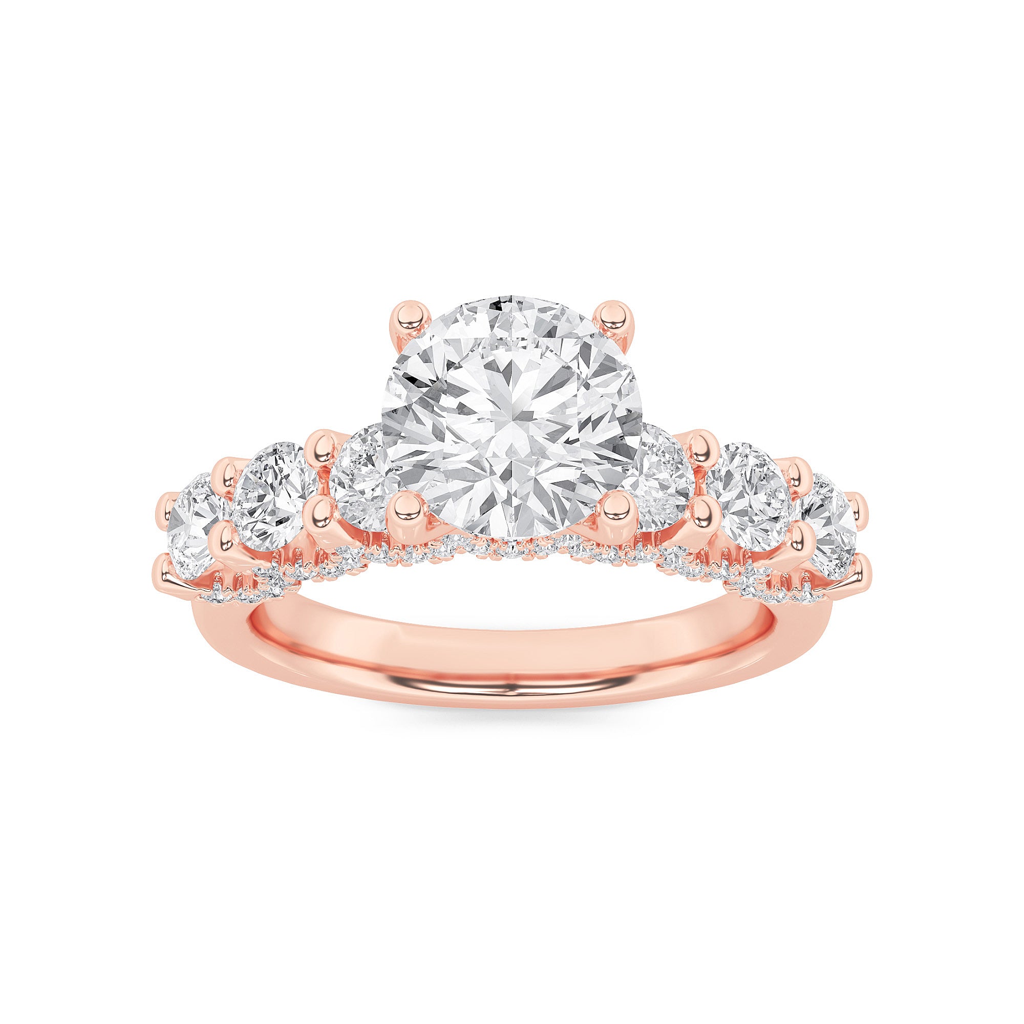 2.5CTW Round Shaped Lab Grown Diamond (F/VS) Accented Double Halo Set of Band and  Ring in 14K Gold