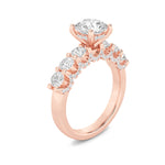 2.5CTW Round Shaped Lab Grown Diamond (F/VS) Accented Double Halo Set of Band and  Ring in 14K Gold