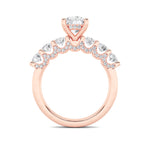 2.5CTW Round Shaped Lab Grown Diamond (F/VS) Accented Double Halo Set of Band and  Ring in 14K Gold