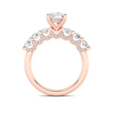 2.5CTW Round Shaped Lab Grown Diamond (F/VS) Accented Double Halo Set of Band and  Ring in 14K Gold