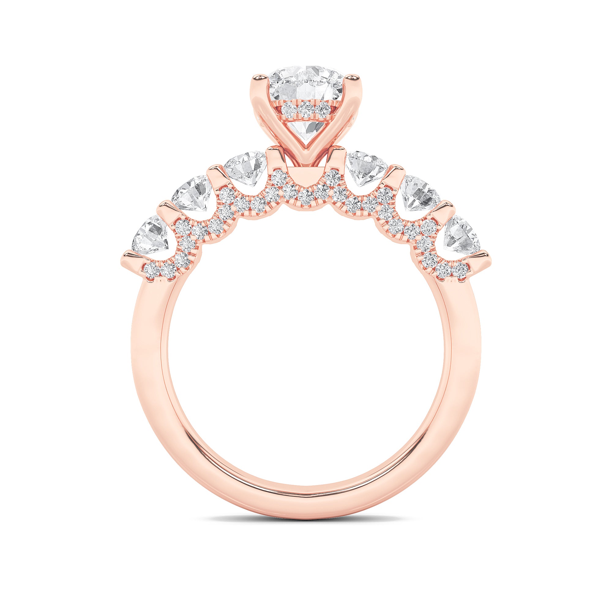 2.5CTW Round Shaped Lab Grown Diamond (F/VS) Accented Double Halo Set of Band and  Ring in 14K Gold