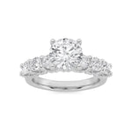 5CTW Round Shaped Lab Grown Diamond (F/VS) Accented Double Halo Set of Band and  Ring in 14K Gold