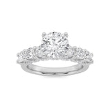 5CTW Round Shaped Lab Grown Diamond (F/VS) Accented Double Halo Set of Band and  Ring in 14K Gold