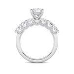 5CTW Round Shaped Lab Grown Diamond (F/VS) Accented Double Halo Set of Band and  Ring in 14K Gold
