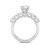 5CTW Round Shaped Lab Grown Diamond (F/VS) Accented Double Halo Set of Band and  Ring in 14K Gold