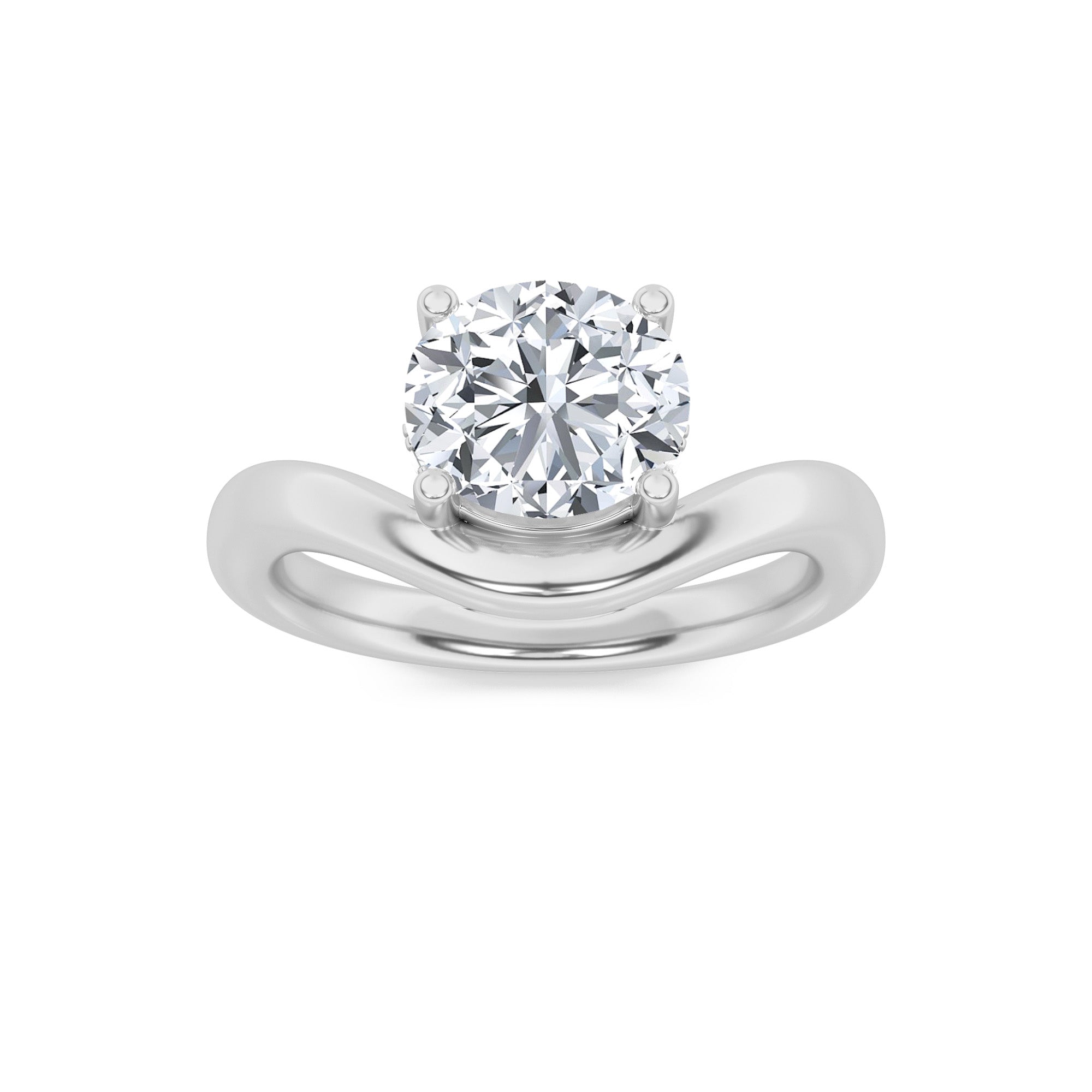 2CTW Round Shaped Lab Grown Diamond (F/VS) Accented Solitaire Fancy Engagement Ring in 14K Gold