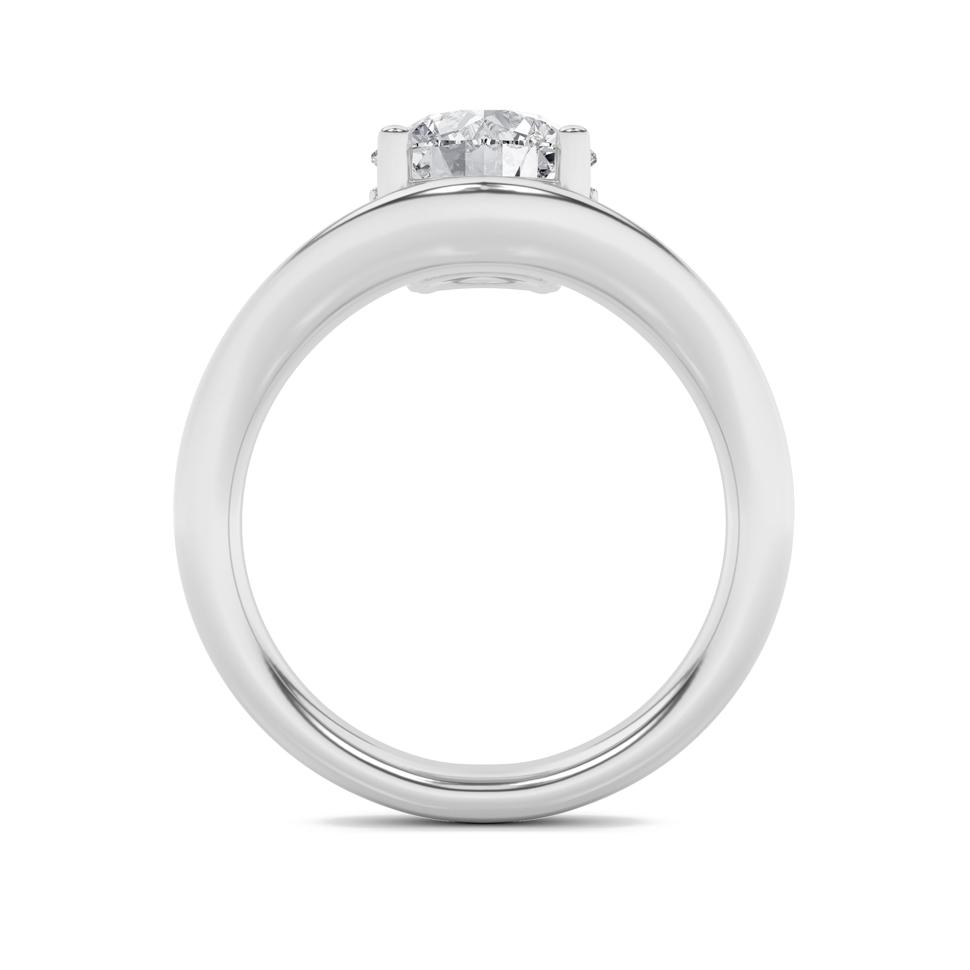 2CTW Round Shaped Lab Grown Diamond (F/VS) Accented Solitaire Fancy Engagement Ring in 14K Gold