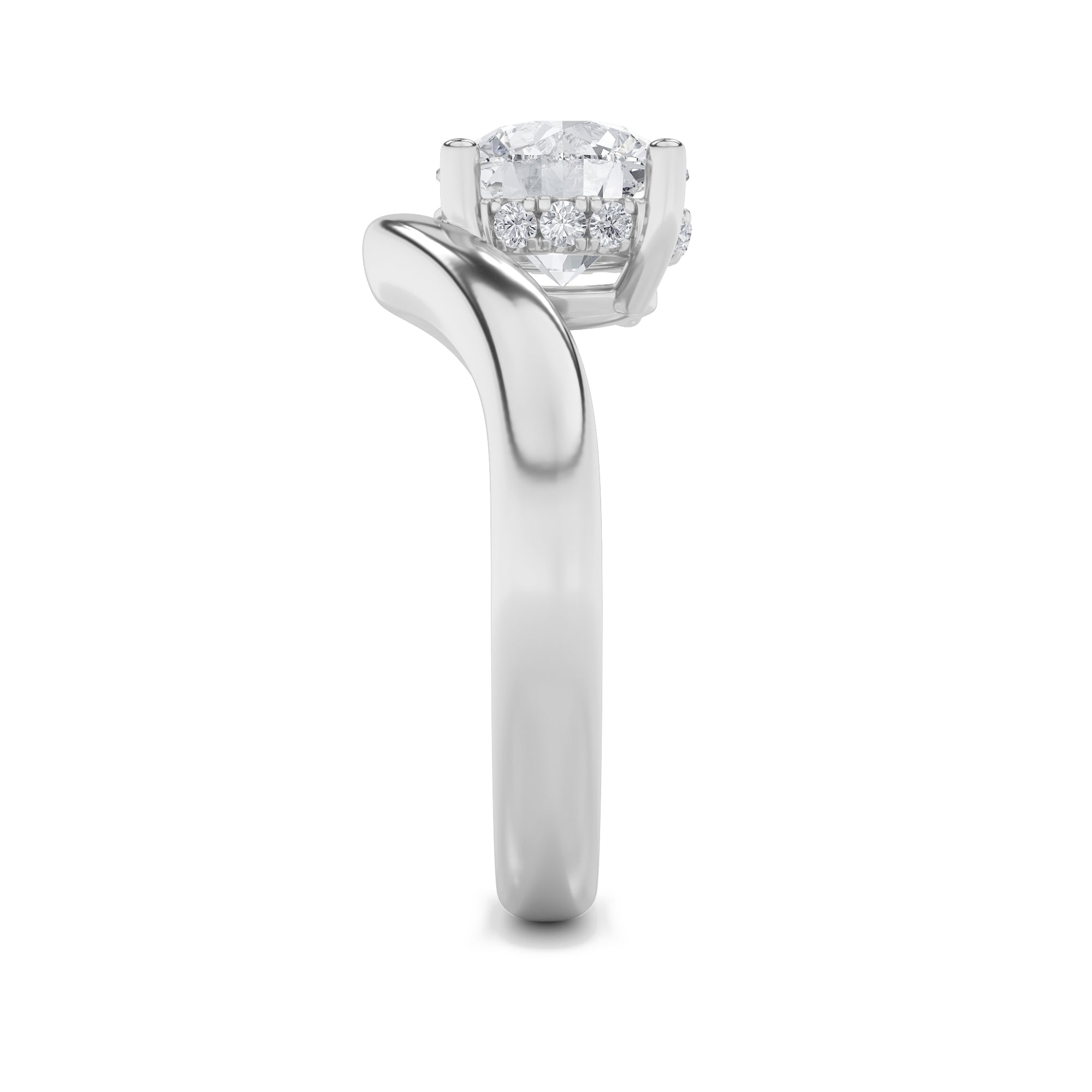 2CTW Round Shaped Lab Grown Diamond (F/VS) Accented Solitaire Fancy Engagement Ring in 14K Gold