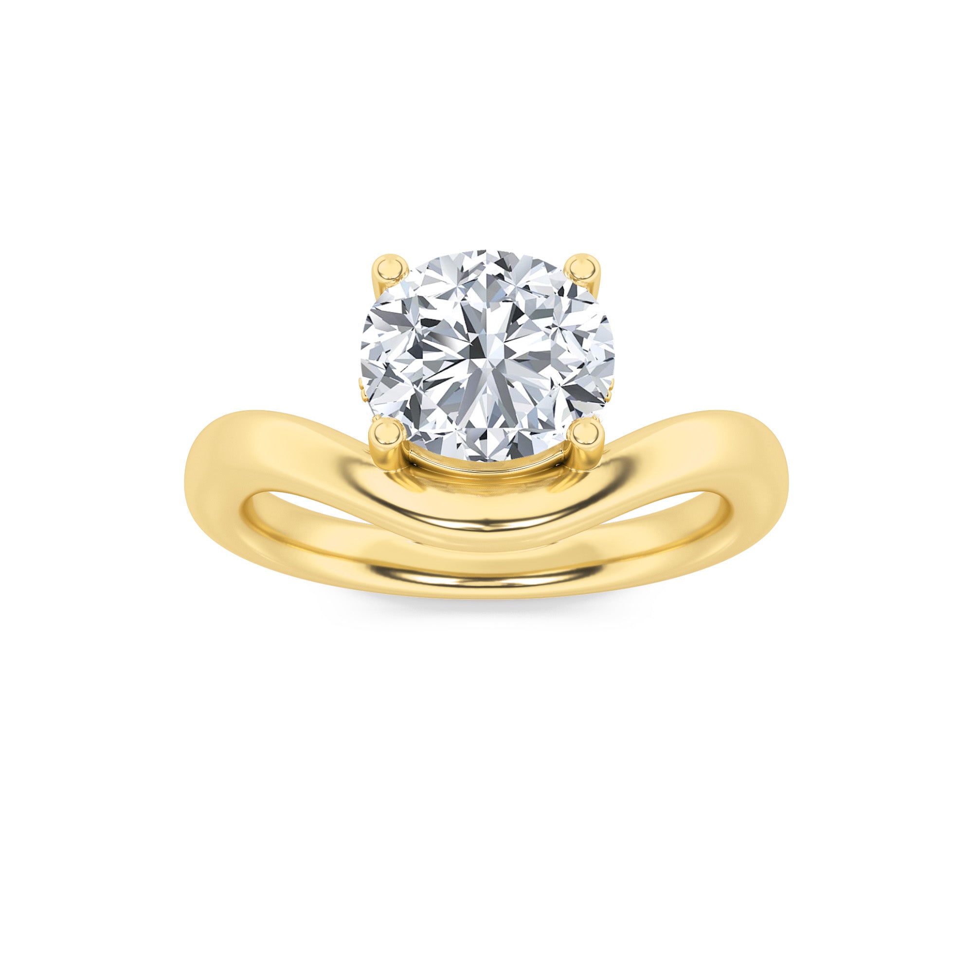 2CTW Round Shaped Lab Grown Diamond (F/VS) Accented Solitaire Fancy Engagement Ring in 14K Gold