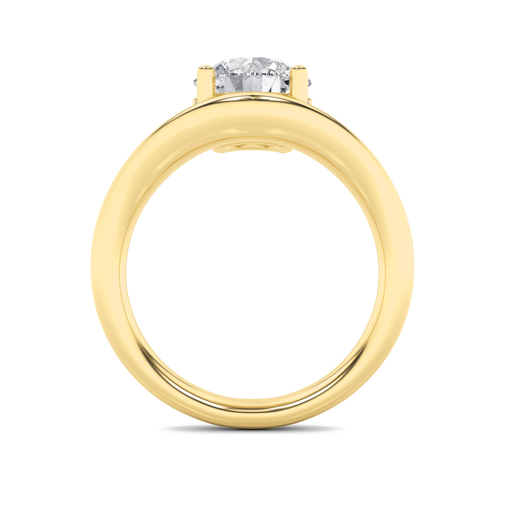 2CTW Round Shaped Lab Grown Diamond (F/VS) Accented Solitaire Fancy Engagement Ring in 14K Gold