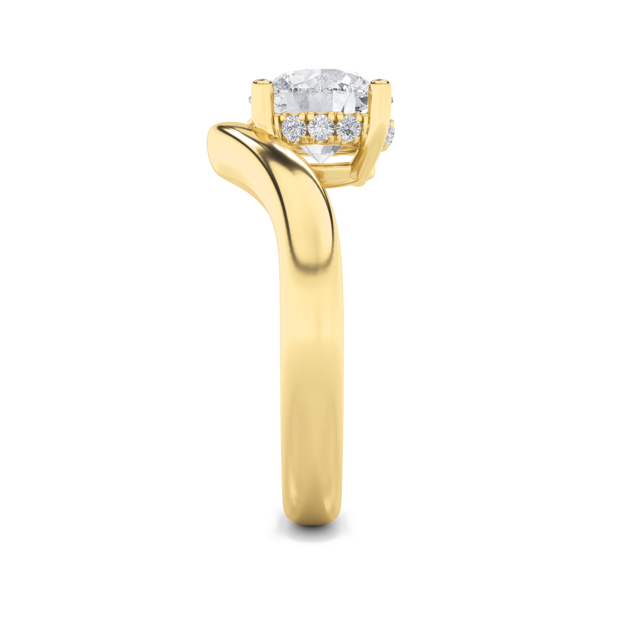 2CTW Round Shaped Lab Grown Diamond (F/VS) Accented Solitaire Fancy Engagement Ring in 14K Gold