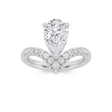 2CTW Pear Shaped Lab Grown Diamond (F/VS) Accented Solitaire Fancy Engagement Ring in 14K Gold