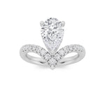 2CTW Pear Shaped Lab Grown Diamond (G/VS) Accented Solitaire Fancy Engagement Ring in 14K Gold