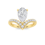 2CTW Pear Shaped Lab Grown Diamond (G/VS) Accented Solitaire Fancy Engagement Ring in 14K Gold