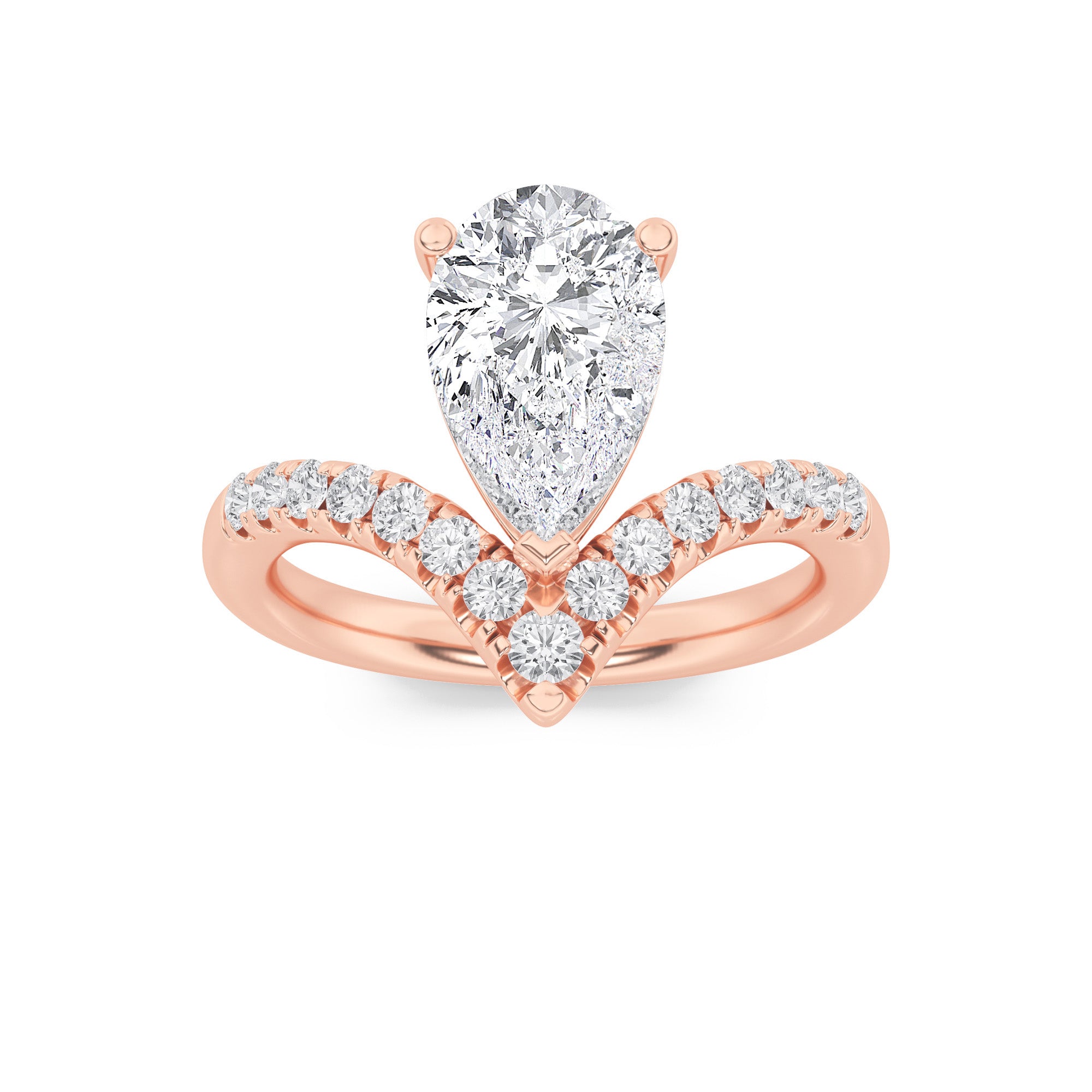 2CTW Pear Shaped Lab Grown Diamond (F/VS) Accented Solitaire Fancy Engagement Ring in 14K Gold