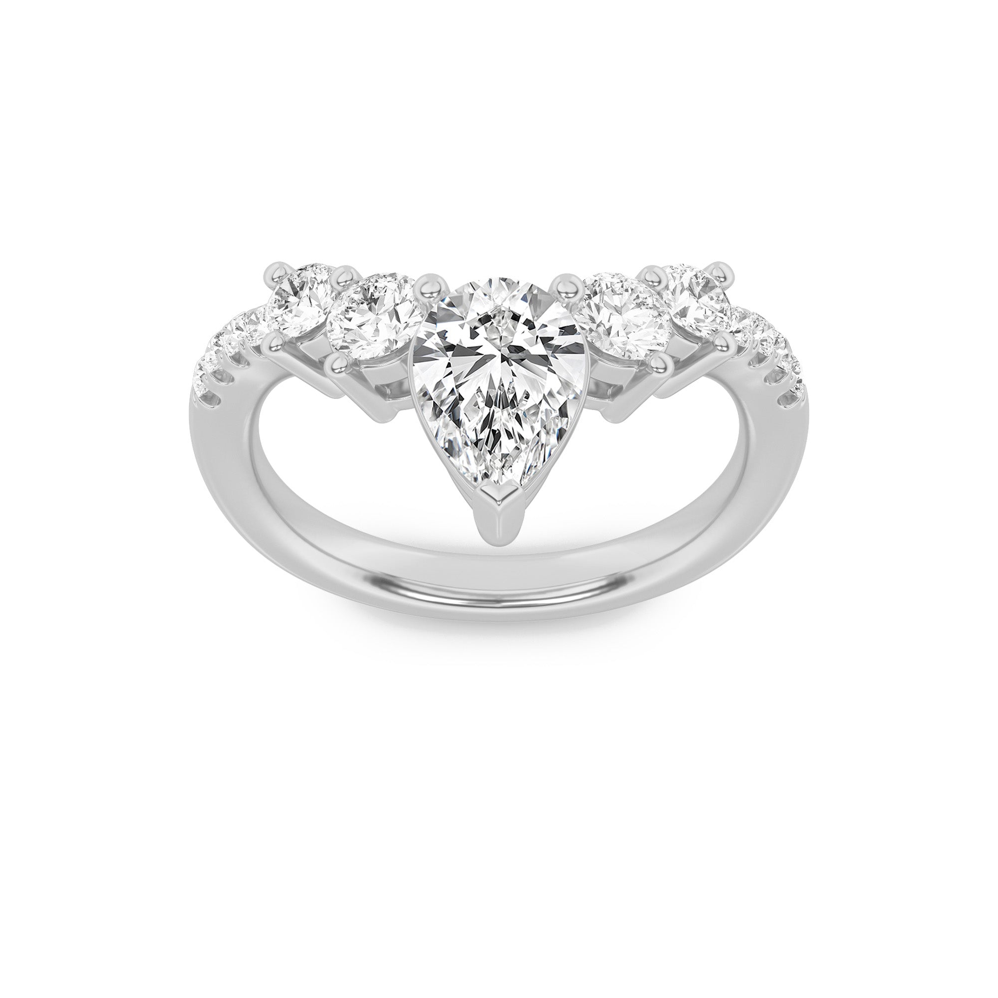 1.5CTW Pear Shaped Lab Grown Diamond (F/VS) Fancy Contour Ring in 14K Gold