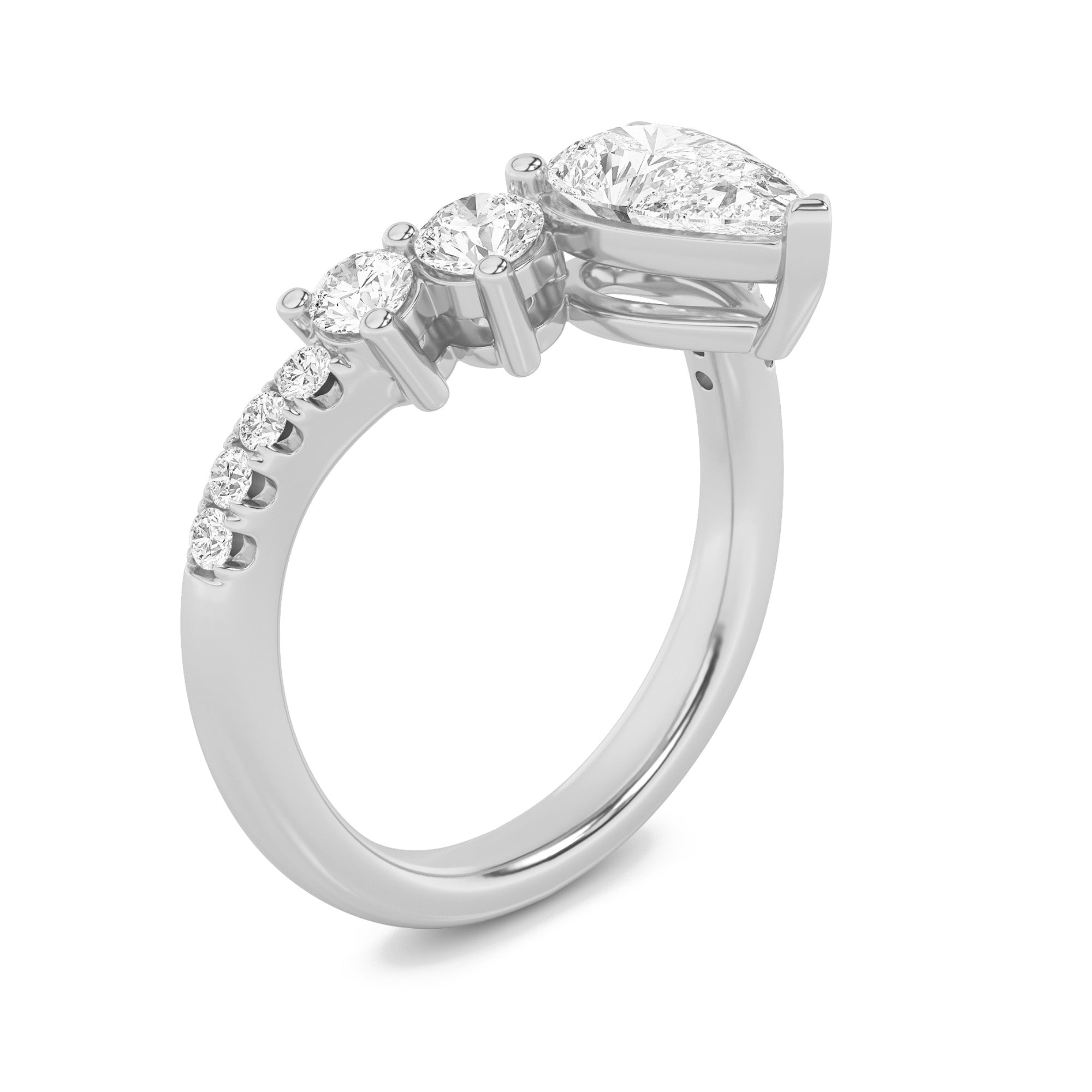 1.5CTW Pear Shaped Lab Grown Diamond (F/VS) Fancy Contour Ring in 14K Gold