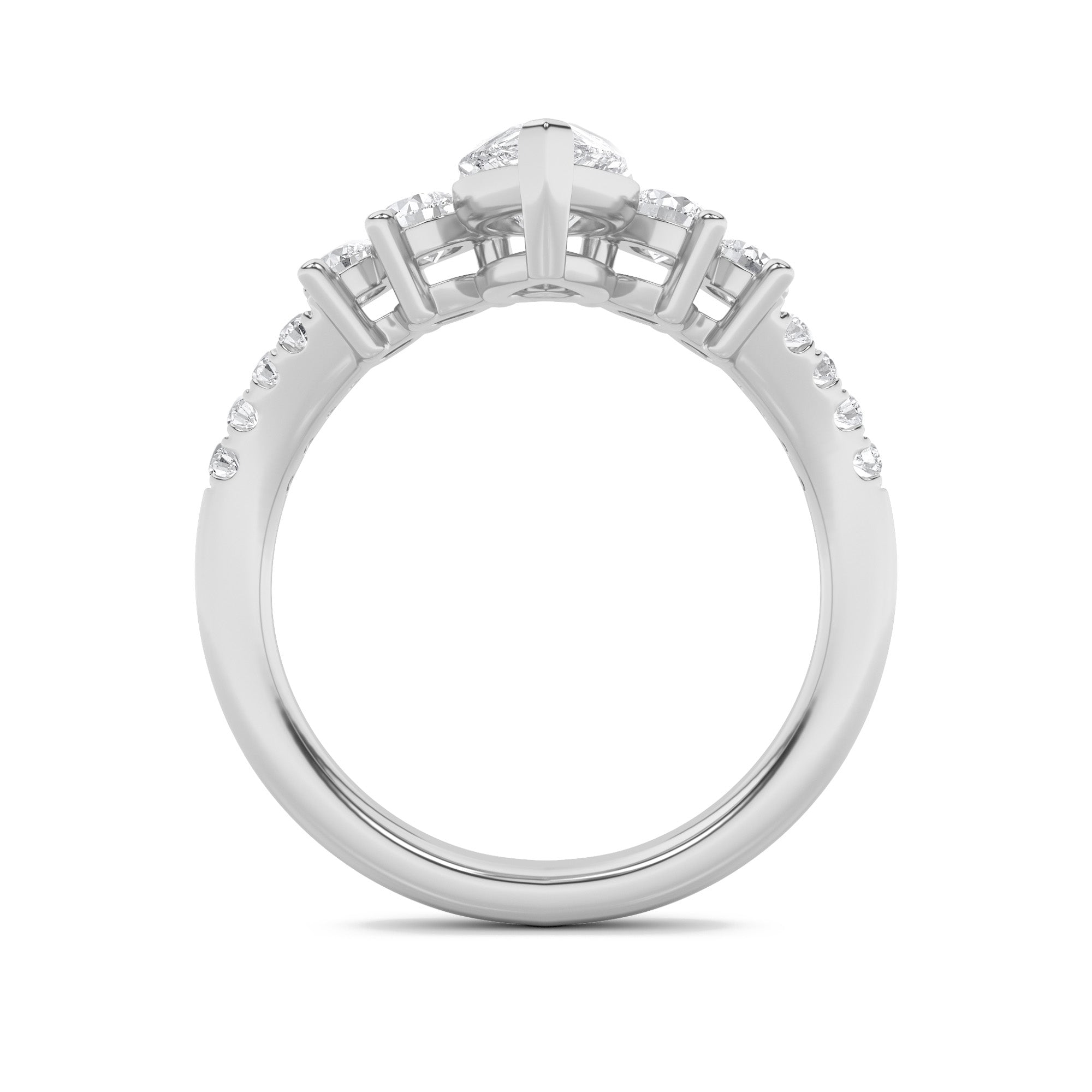 1.5CTW Pear Shaped Lab Grown Diamond (F/VS) Fancy Contour Ring in 14K Gold