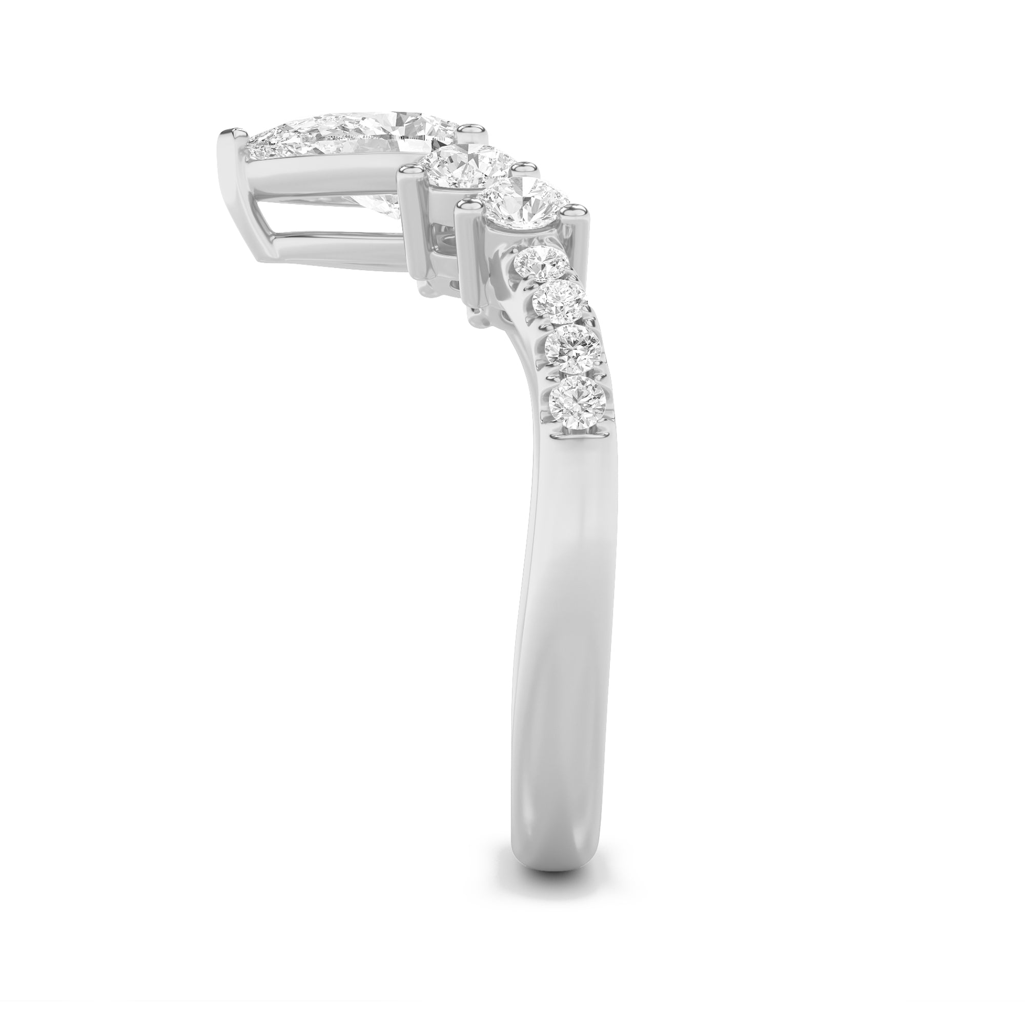 1.5CTW Pear Shaped Lab Grown Diamond (F/VS) Fancy Contour Ring in 14K Gold