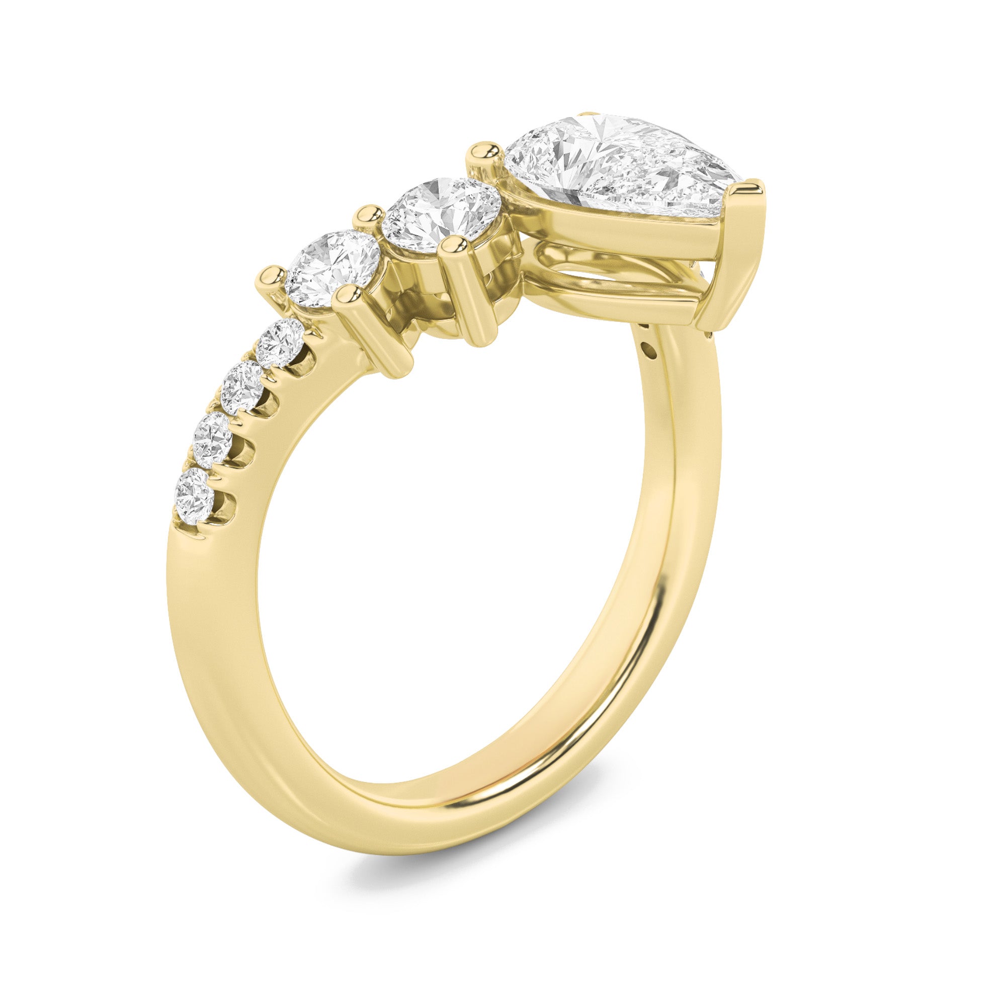 1.5CTW Pear Shaped Lab Grown Diamond (F/VS) Fancy Contour Ring in 14K Gold