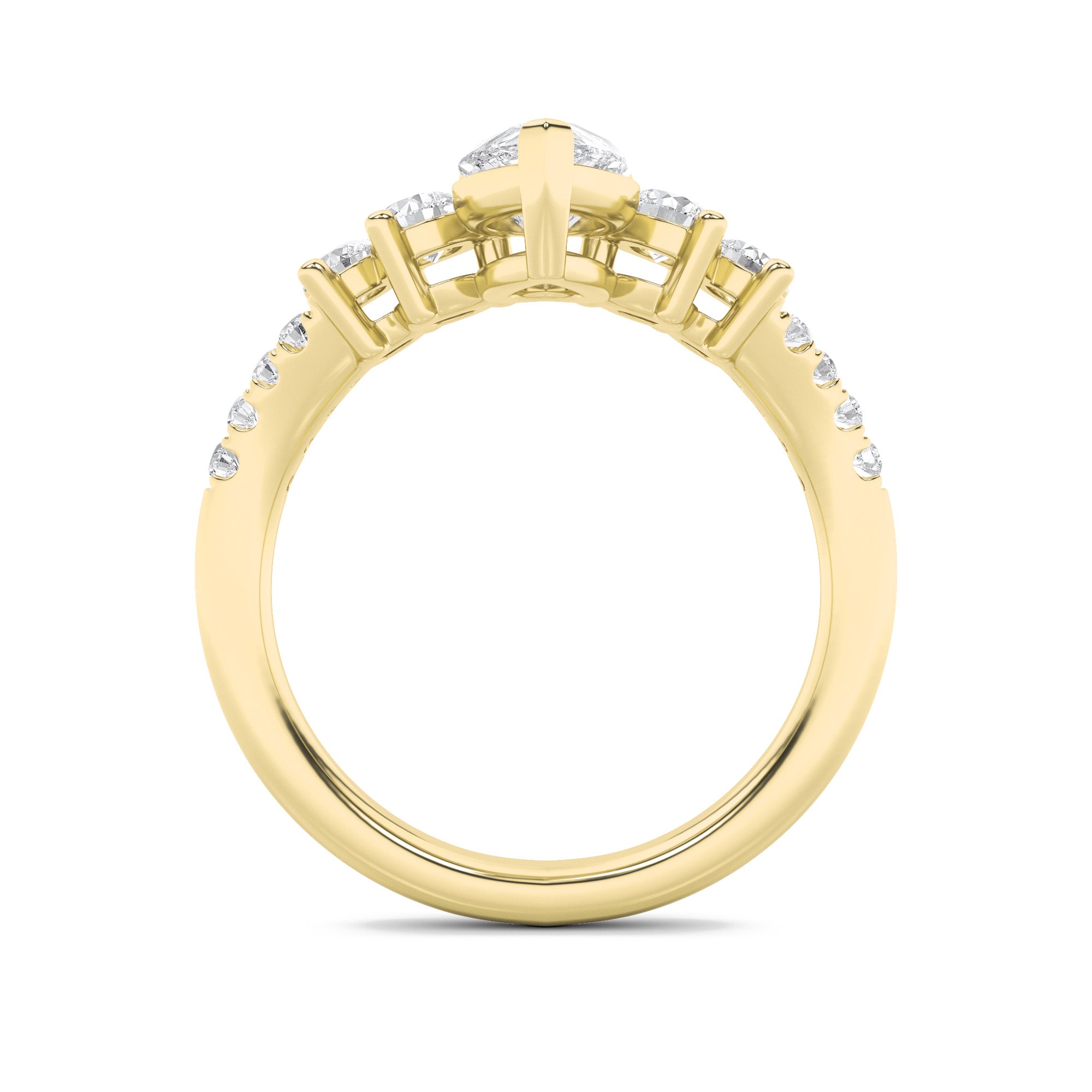1.5CTW Pear Shaped Lab Grown Diamond (F/VS) Fancy Contour Ring in 14K Gold