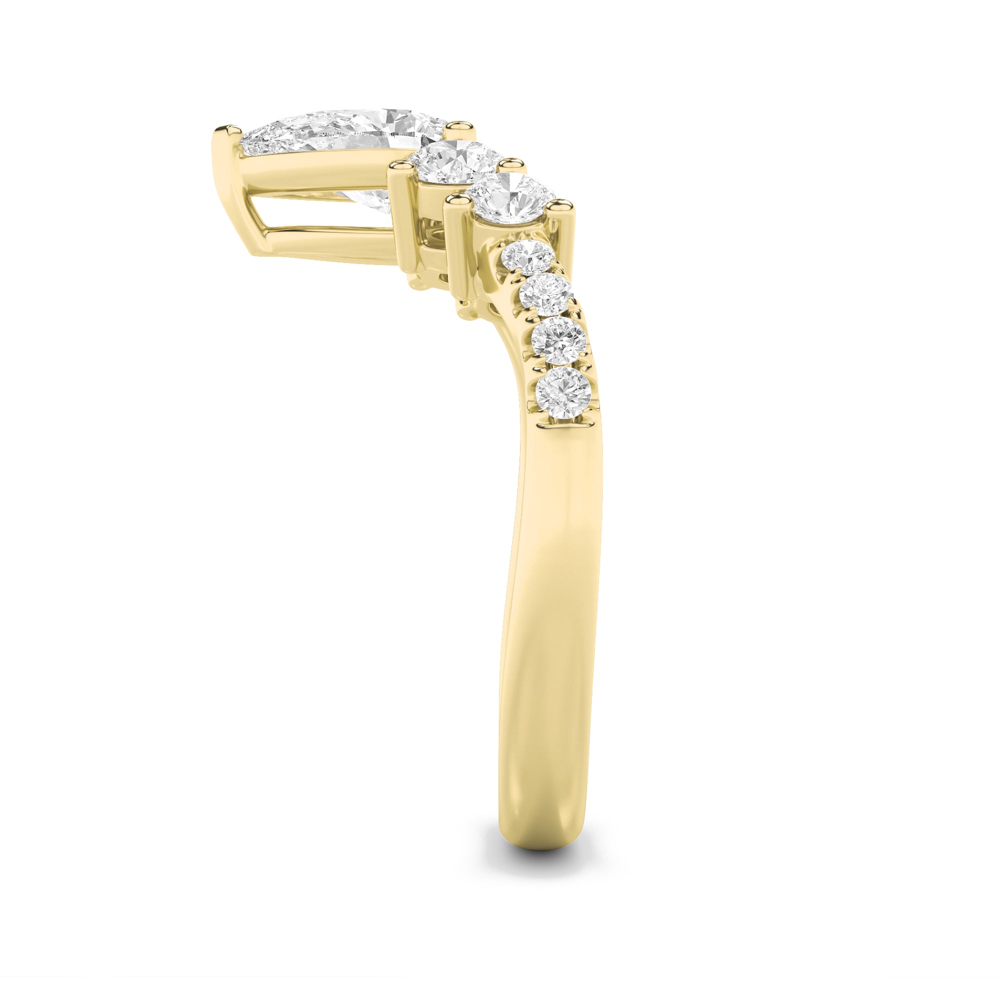 1.5CTW Pear Shaped Lab Grown Diamond (F/VS) Fancy Contour Ring in 14K Gold