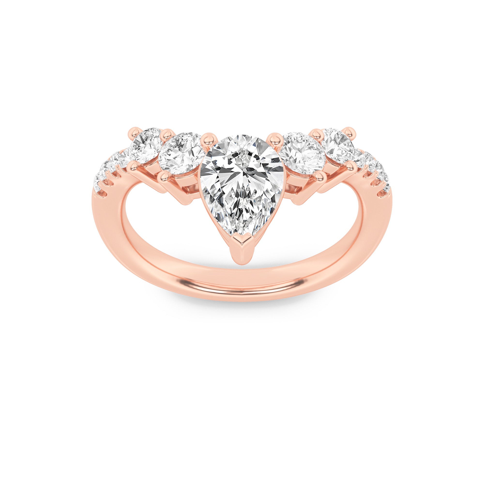 1.5CTW Pear Shaped Lab Grown Diamond (F/VS) Fancy Contour Ring in 14K Gold