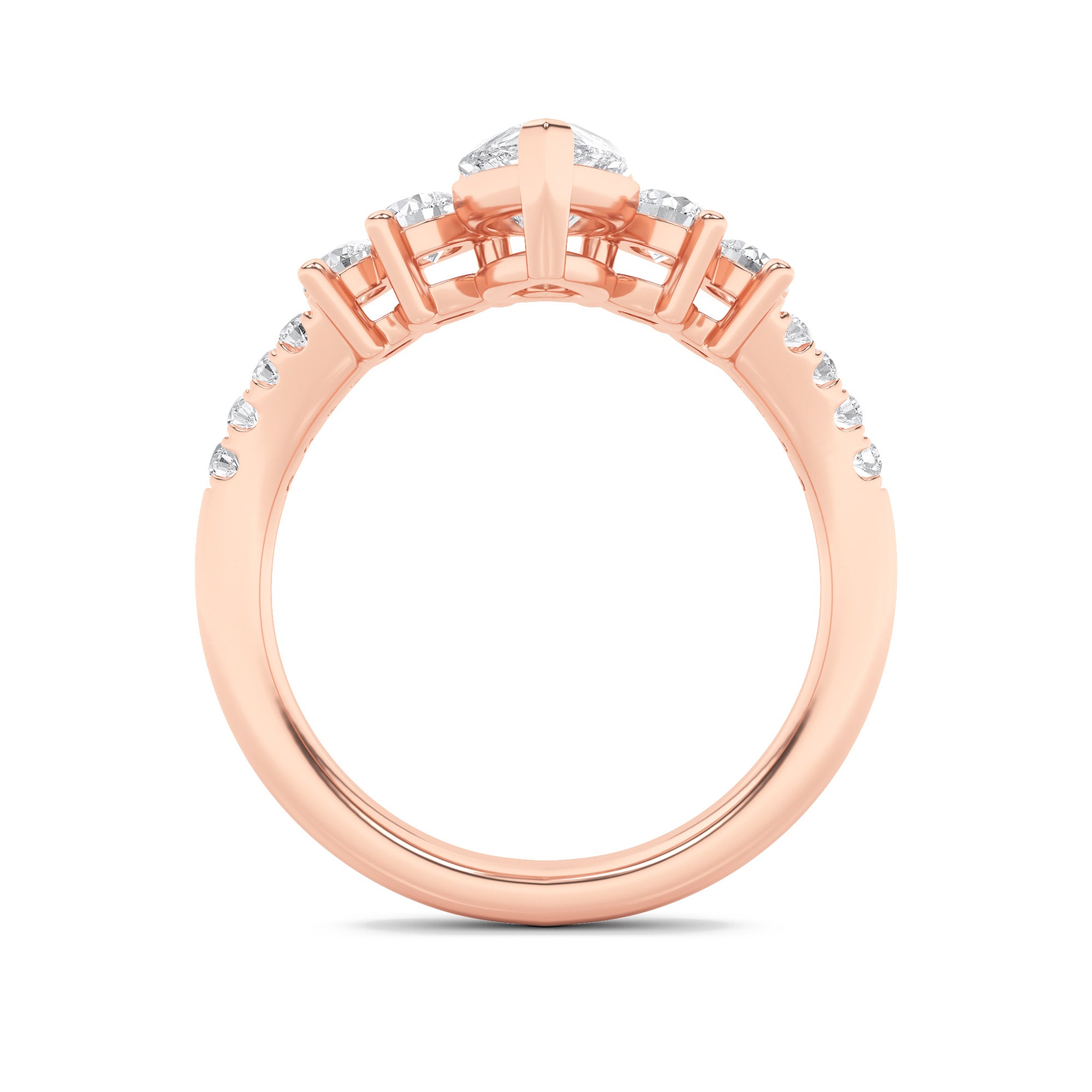 1.5CTW Pear Shaped Lab Grown Diamond (F/VS) Fancy Contour Ring in 14K Gold
