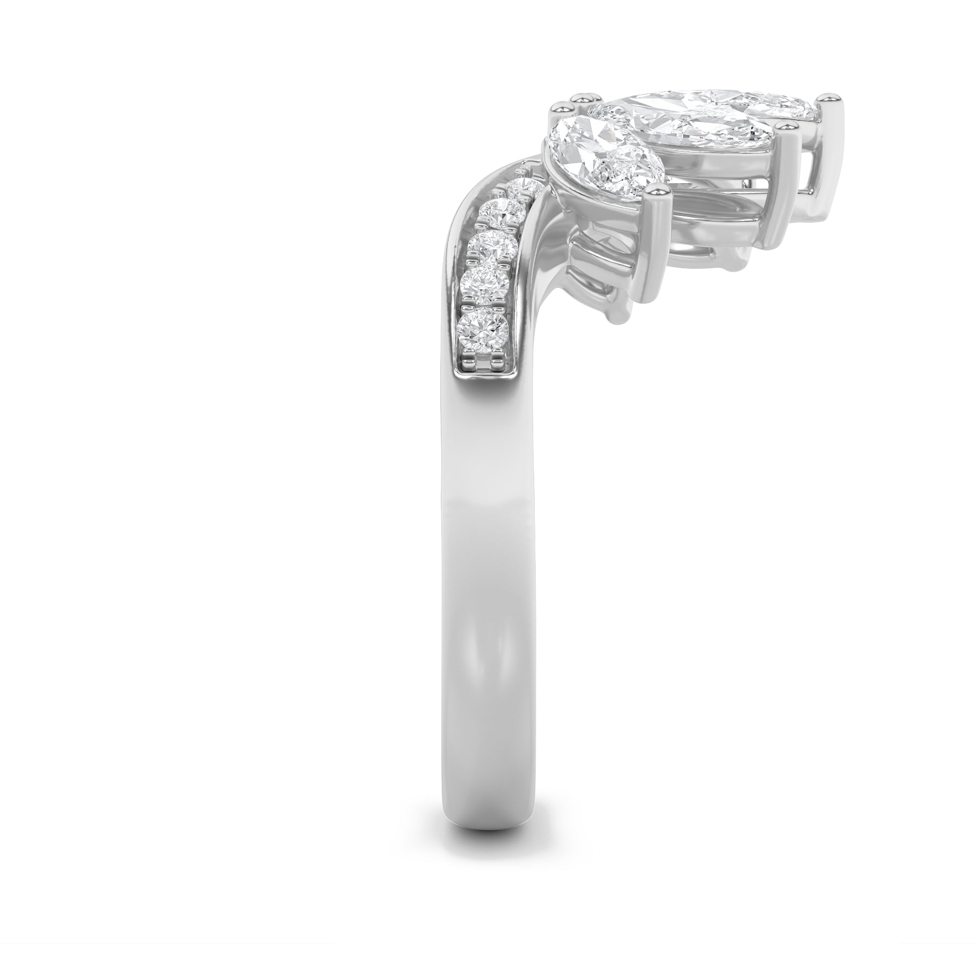 1.5CTW Marquise Shaped Lab Grown Diamond (F/VVS) Fancy Contour Ring in 14K Gold