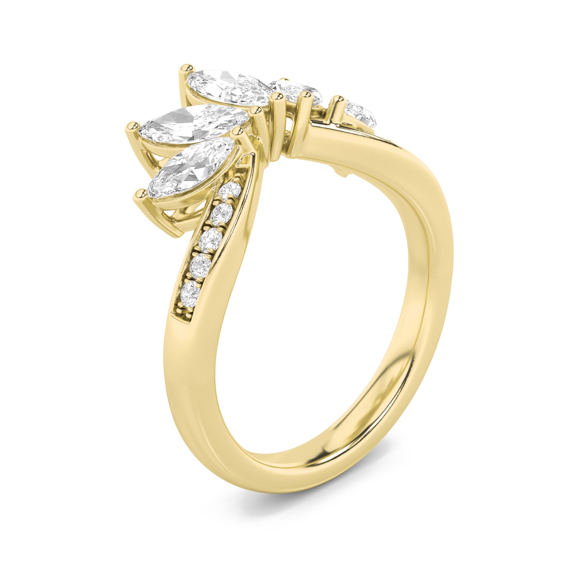 1.5CTW Marquise Shaped Lab Grown Diamond (F/VS) Fancy Contour Ring in 14K Gold